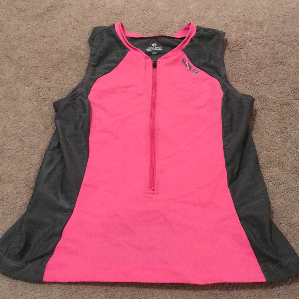 Pink and gray Pearl Izumi biking top.